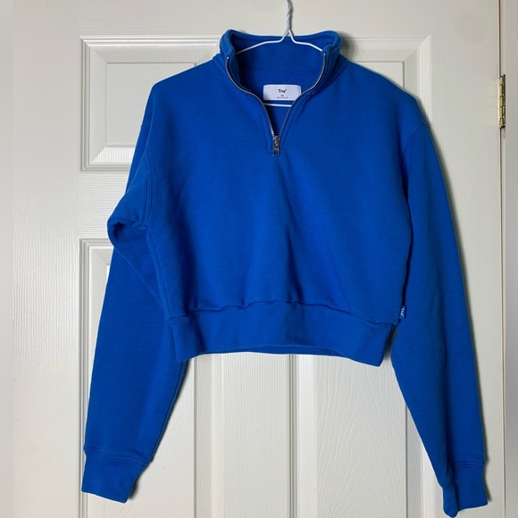 TNA Sweaters - TNA | Blue Cozy Fleece 1/4 Zip Sweatshirt- XS